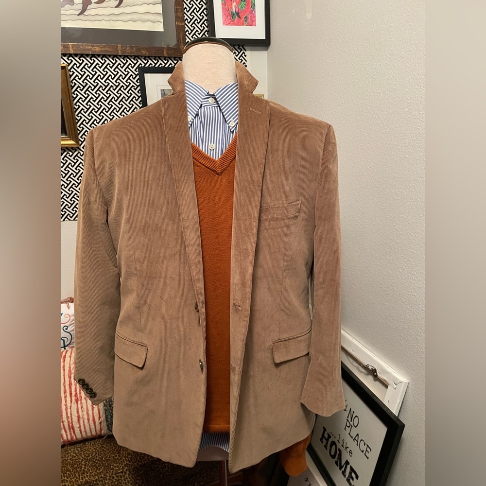 Saddlebred Corduroy Blazer 46R Brown Cotton Sport Coat Mens